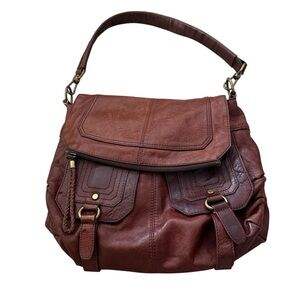 The Sak Tumbled Leather Shoulder Bag in Chestnut Brown